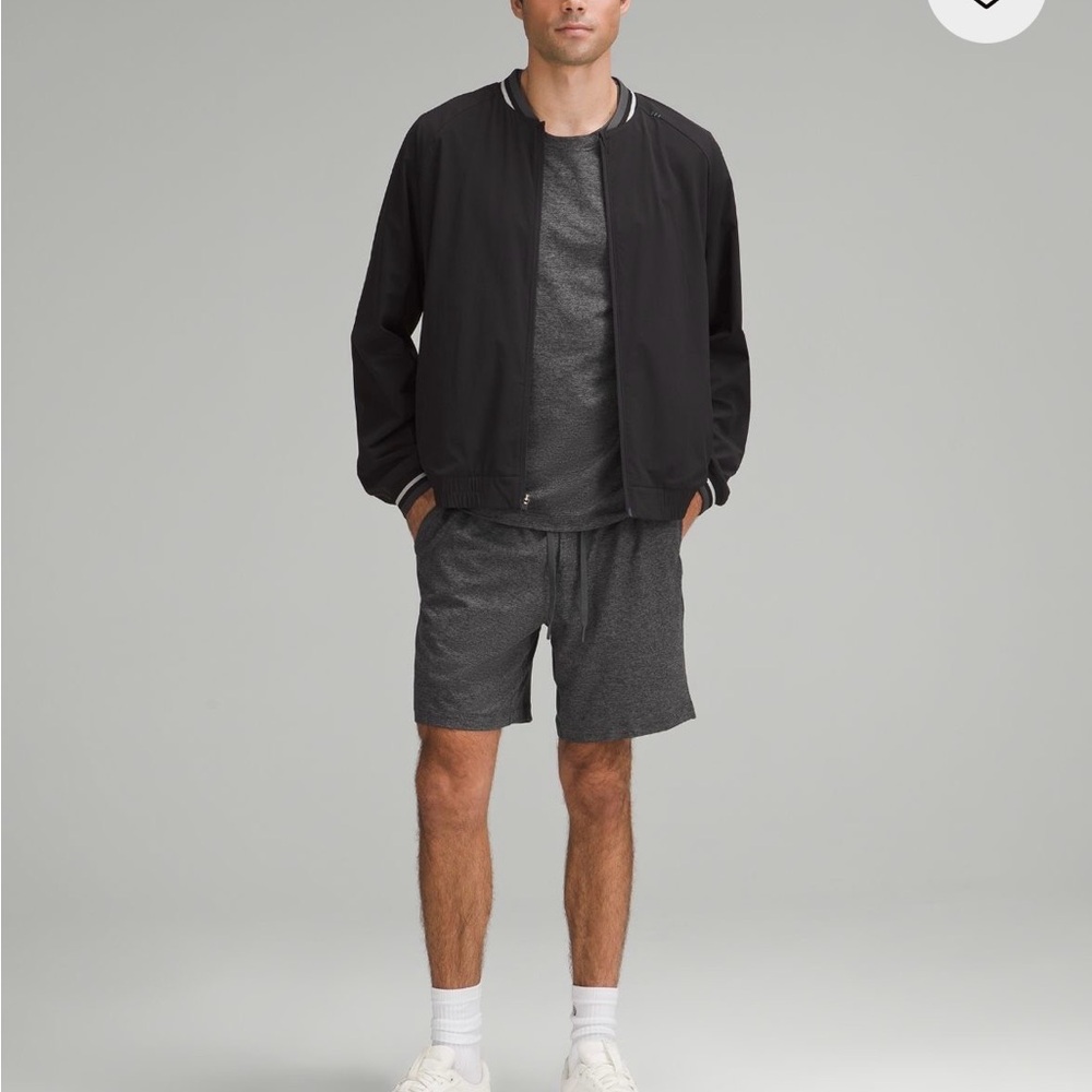 lululemon Men's  Soft Jersey Shorts 7” Large  Athletic Shorts Heathered Black - Picture 2 of 12